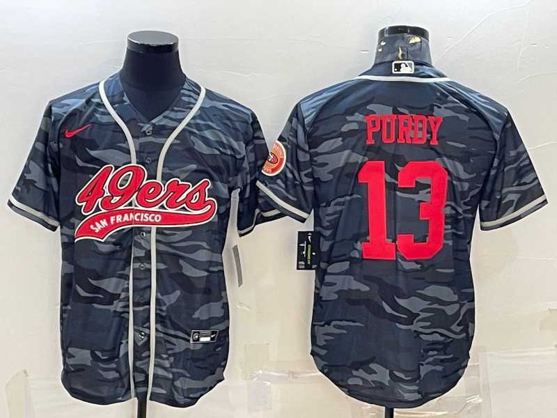 Mens San Francisco 49ers #13 Brock Purdy Grey Camo With Patch Cool Base Stitched Baseball Jersey